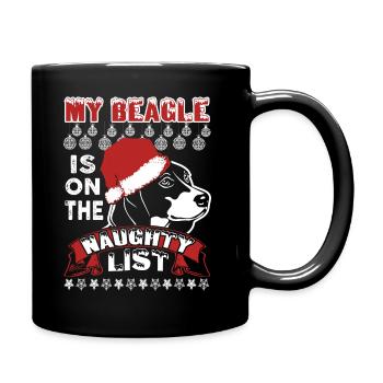 My Beagle Is On The Naughty List Funny Christmas - Full Colour Mug - black - Right