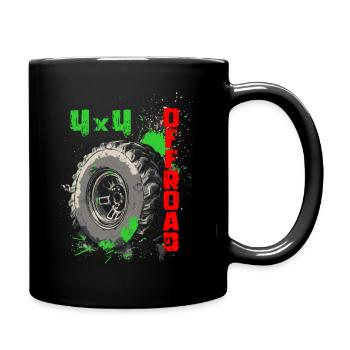 4x4 Offroad Off Road Reifen Tire Geschen - Tasse einfarbig - Schwarz - Rechts
