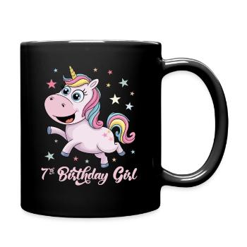 Licorne drôle 7e anniversaire fille - Mug uni - noir - Droite