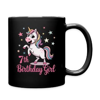 Licorne drôle 7e anniversaire fille - Mug uni - noir - Droite