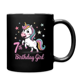 Licorne drôle 7e anniversaire fille - Mug uni - noir - Droite