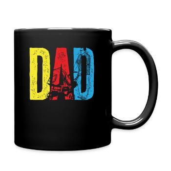 Bunter Papa Schriftzug Mit Kinderwagen Motiv - Tasse einfarbig - Schwarz - Rechts