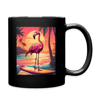 Été palmiers flamant rose - Mug uni - noir - Droite