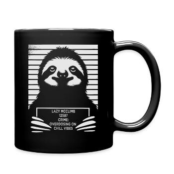 Sloth Mugshot - Full Colour Mug - black - Right