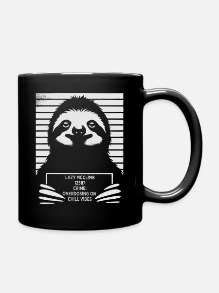 Sloth Mugshot - Full Colour Mug - black