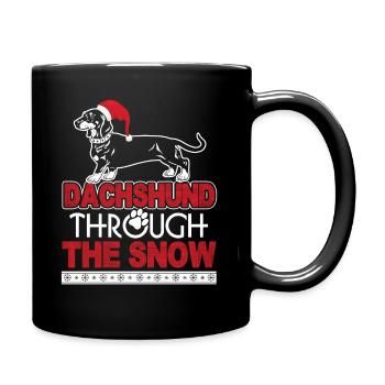 Christmas Dachshund Through The Snow - Full Colour Mug - black - Right