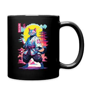 Conception esthétique Samurai Cat Vaporwave - Mug uni - noir - Droite