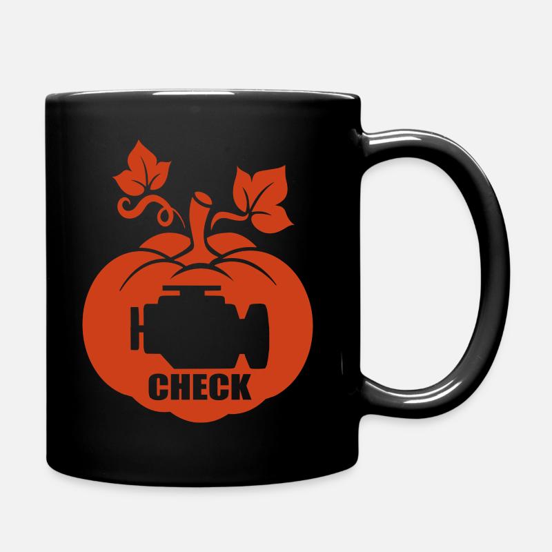 Halloween Pumpkin Check Engine Light Car - Full Colour Mug - black