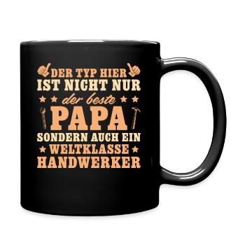 Bester Papa und weltklasse Handwerker - Tasse einfarbig - Schwarz - Rechts