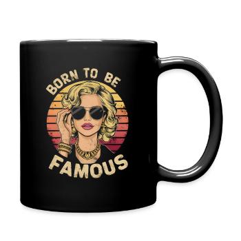 born to be famous woman vintage sunset retro - Full Colour Mug - black - Right