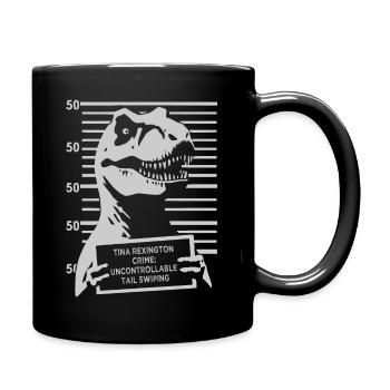 T rex Mugshot - Full Colour Mug - black - Right