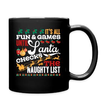 Christmas Santa Checks The Naughty List - Full Colour Mug - black - Right