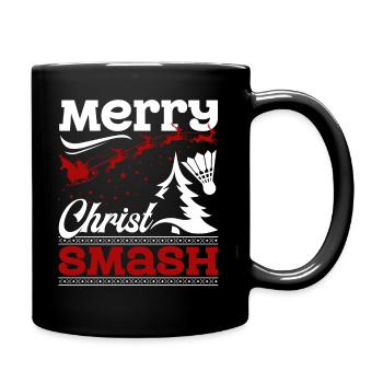 Christmas Badminton Merry Christ Smash - Full Colour Mug - black - Right