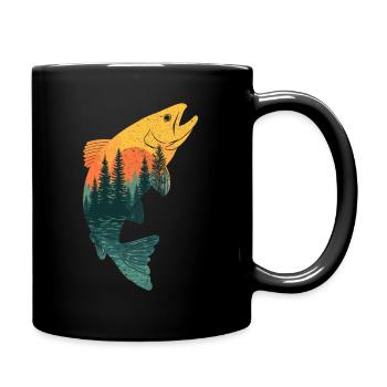 Pêche Pêche Pêche à la truite Pêche - Mug uni - noir - Droite