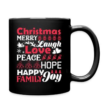 Christmas Christmas Words Laugh Peace Love - Full Colour Mug - black - Right