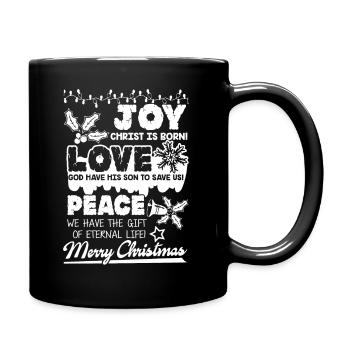 Christmas Joy Love Peace Merry Christmas - Full Colour Mug - black - Right