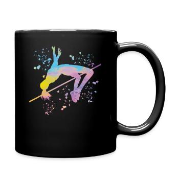 Hochspringer Wasserfarben Hochsprung - Tasse einfarbig - Schwarz - Rechts