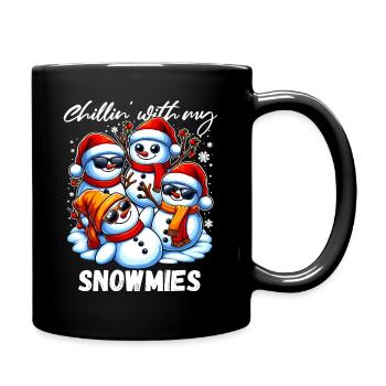 Weihnachten Schneemann Kumpel Freunde Fun Lustig - Tasse einfarbig - Schwarz - Rechts