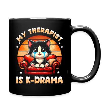 Mon thérapeute est K-Drama : Chat mignon qui pleure Mème - Mug uni - noir - Droite