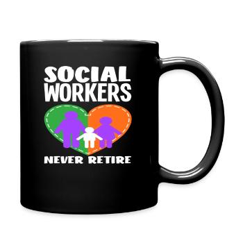 Les travailleurs sociaux ne s’arrêtent jamais - Mug uni - noir - Droite