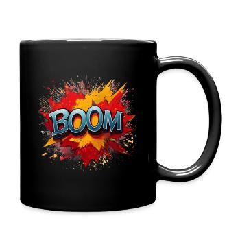 Boom Comic Sound Effect – Bold Pop Art Design - Full Colour Mug - black - Right