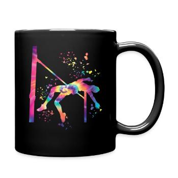 Hochspringer Wasserfarben Hochsprung - Tasse einfarbig - Schwarz - Rechts