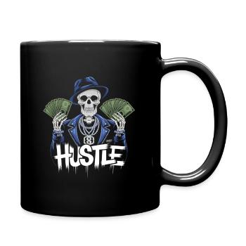 Hustle hard make money skeleton - Full Colour Mug - black - Right