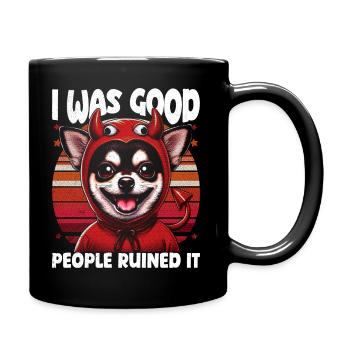 Diable Chihuahua souriant J’étais de bonnes personnesRuiné - Mug uni - noir - Droite