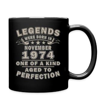 Geburtstag November 1974 Geschenk November 1974 - Tasse einfarbig - Schwarz - Rechts