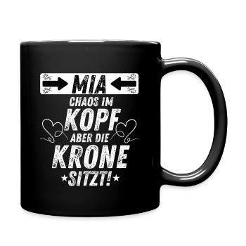MIA Chaos Krone Frauen Empowerment Humor - Tasse einfarbig - Schwarz - Rechts