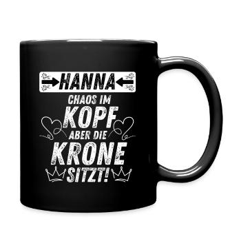 HANNA Chaos im Kopf Krone sitzt für Frauen - Tasse einfarbig - Schwarz - Rechts