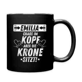 Emilia Chaos im Kopf Krone sitzt Frauen - Tasse einfarbig - Schwarz - Rechts