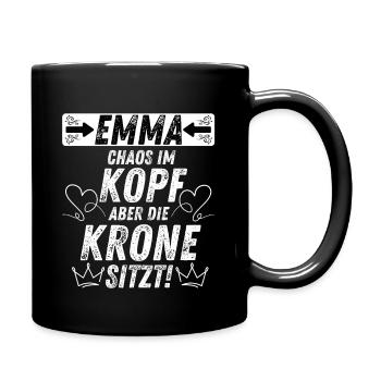 EMMA Chaos im Kopf Krone sitzt Mädchen - Tasse einfarbig - Schwarz - Rechts
