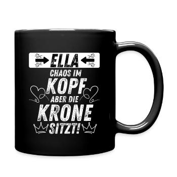Chaos im Kopf Krone sitzt Geschenkidee Damen - Tasse einfarbig - Schwarz - Rechts