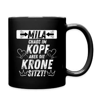 MIA Chaos Krone Frauen Empowerment Humor - Tasse einfarbig - Schwarz - Rechts
