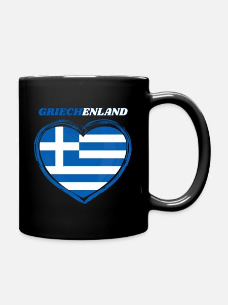 Griechenland Flagge - Tasse einfarbig - Schwarz