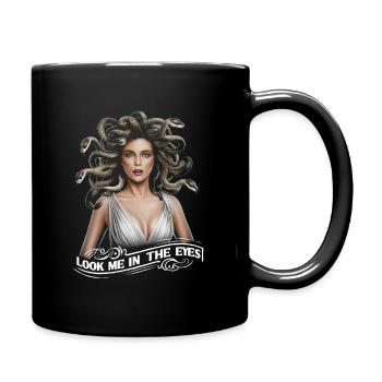 Medusa / Schau mir in die Augen - Tasse einfarbig - Schwarz - Rechts