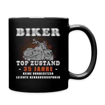 Biker 35 Jahre Motorradfahrer Geburtstag Motorrad - Tasse einfarbig - Schwarz - Rechts