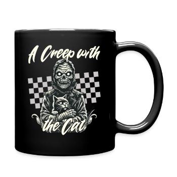 gruseliHalloween : Une frayeur avec le chat - Mug uni - noir - Droite