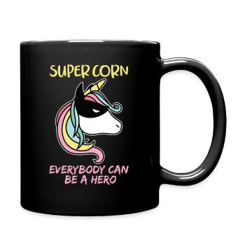Superheld Supercorn Einhörner Held Spruch - Tasse einfarbig - Schwarz - Rechts