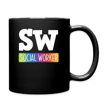 SW Sozialarbeiter Regenbogen - Tasse einfarbig - Schwarz - Rechts