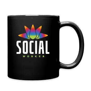 Social Worker Rainbow Lotus Flower - Full Colour Mug - black - Right