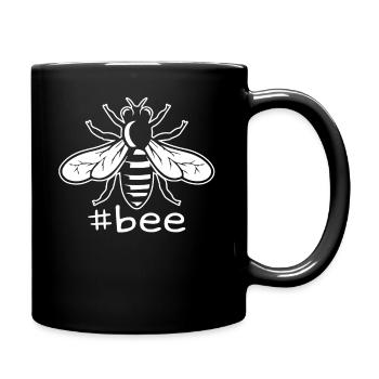 Funny Bee Hashtag - Full Colour Mug - black - Right