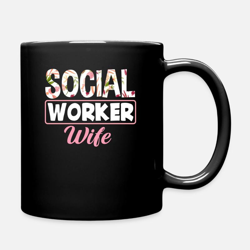 Assistante sociale épouse motif floral - Mug uni - noir