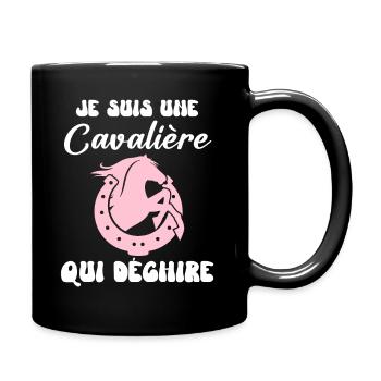 Cavalière cheval humour - Mug uni - noir - Droite