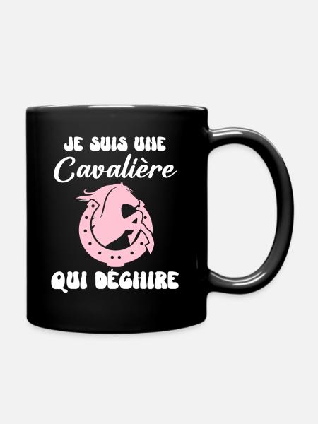 Cavalière cheval humour - Mug uni - noir