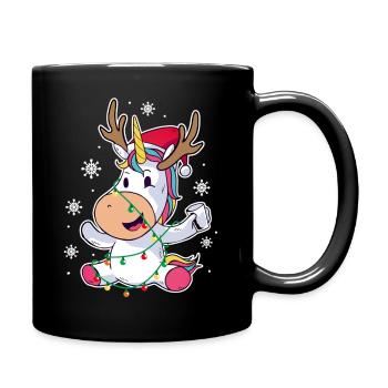 Funny Unicorn Christmas Reindeer Holiday Gift - Tasse einfarbig - Schwarz - Rechts