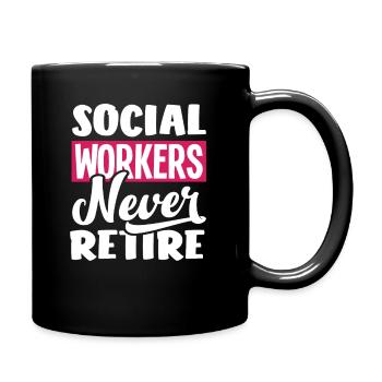 Social workers never stop - Full Colour Mug - black - Right