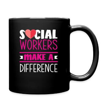 Social workers make a difference - Full Colour Mug - black - Right