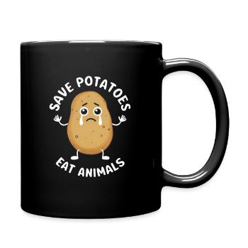 Sauver les pommes de terre, manger les animaux - Mug uni - noir - Droite